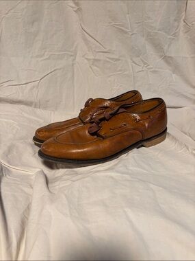 Dexter Tan Leather Slip-On Loafers with Lace Detail